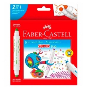 CANETINHAS HIDROGRÁFICAS 10 CORES SUPER PONTA E CARIMBO DUO 150610 FABER CASTELL
