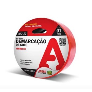 FITA PARA DEMARCAÇÃO DE SOLO 50MM x 30M VERMELHA ADERE