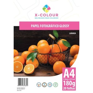 PAPEL FOTOGRÁFICO GLOSSY A4 180G COM 20 FOLHAS X-COLOUR