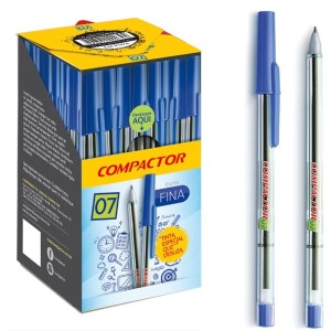 CANETA ESFEROGRÁFICA 0.7 AZUL CAIXA C/50 COMPACTOR