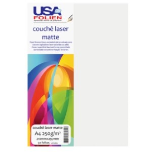 PAPEL COUCHÊ A4 FOSCO 250G COM 50 FOLHAS USAFOLIEN