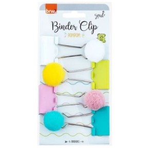 BINDER CLIPS 25MM POMPOM C/4 UNIDADES BRW