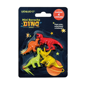 BOARRACHA MINI DINO SPACE C/4 UNIDADES LEO&LEO JOCAR