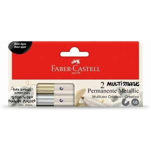 MARCADOR PERMANENTE MULTIMARKER OURO/PRATA FABER CASTELL