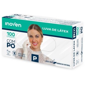 LUVA DE LÁTEX P COM PÓ NÃO CIRURGICA CAIXA C/100 UNIDADES INOVEN