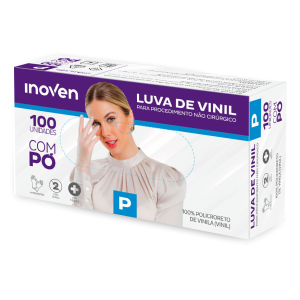 LUVA DE VINIL P COM PÓ CAIXA C/100 UNIDADES INOVEN